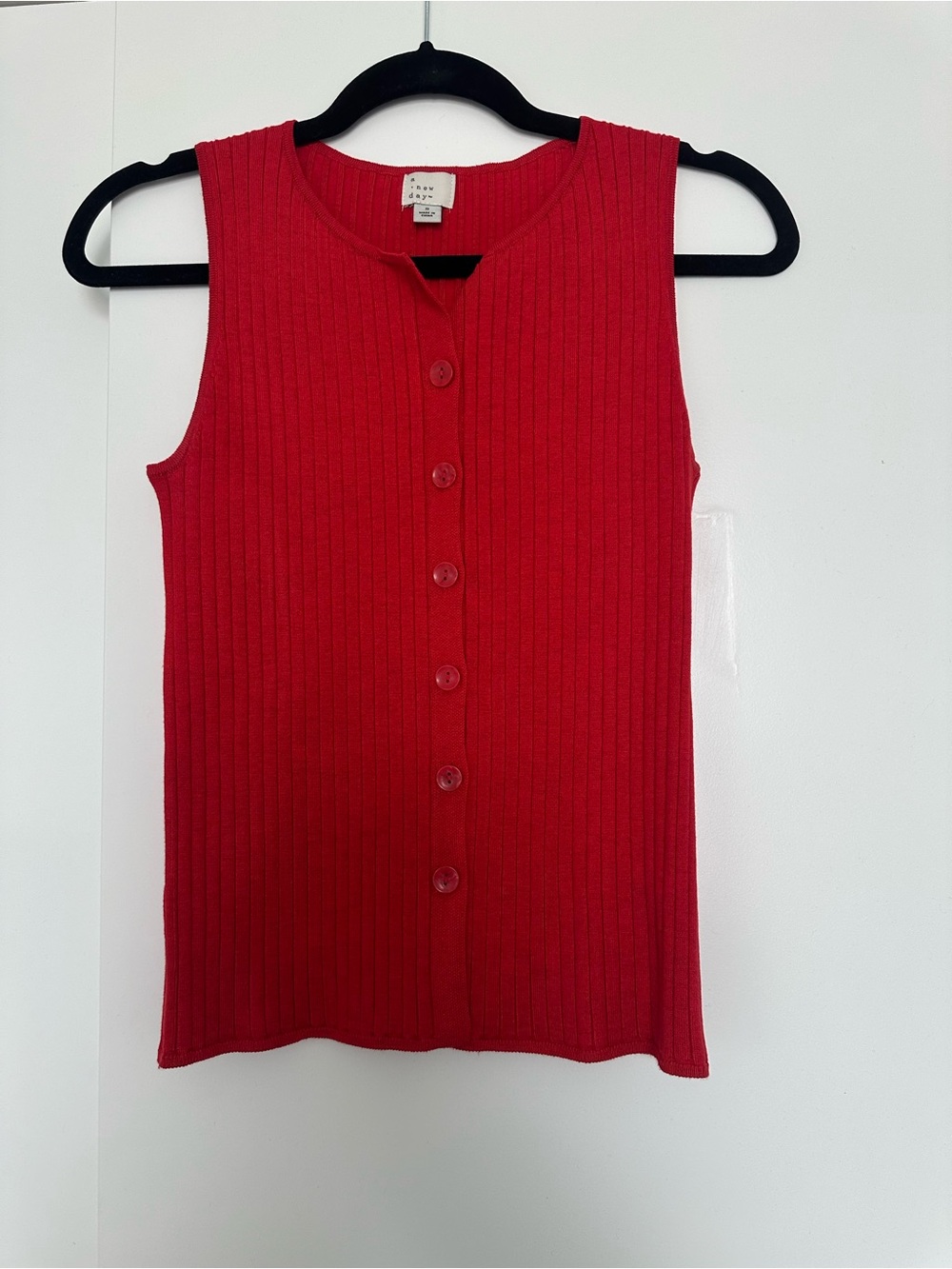 A New Day Red Button-Down Tank